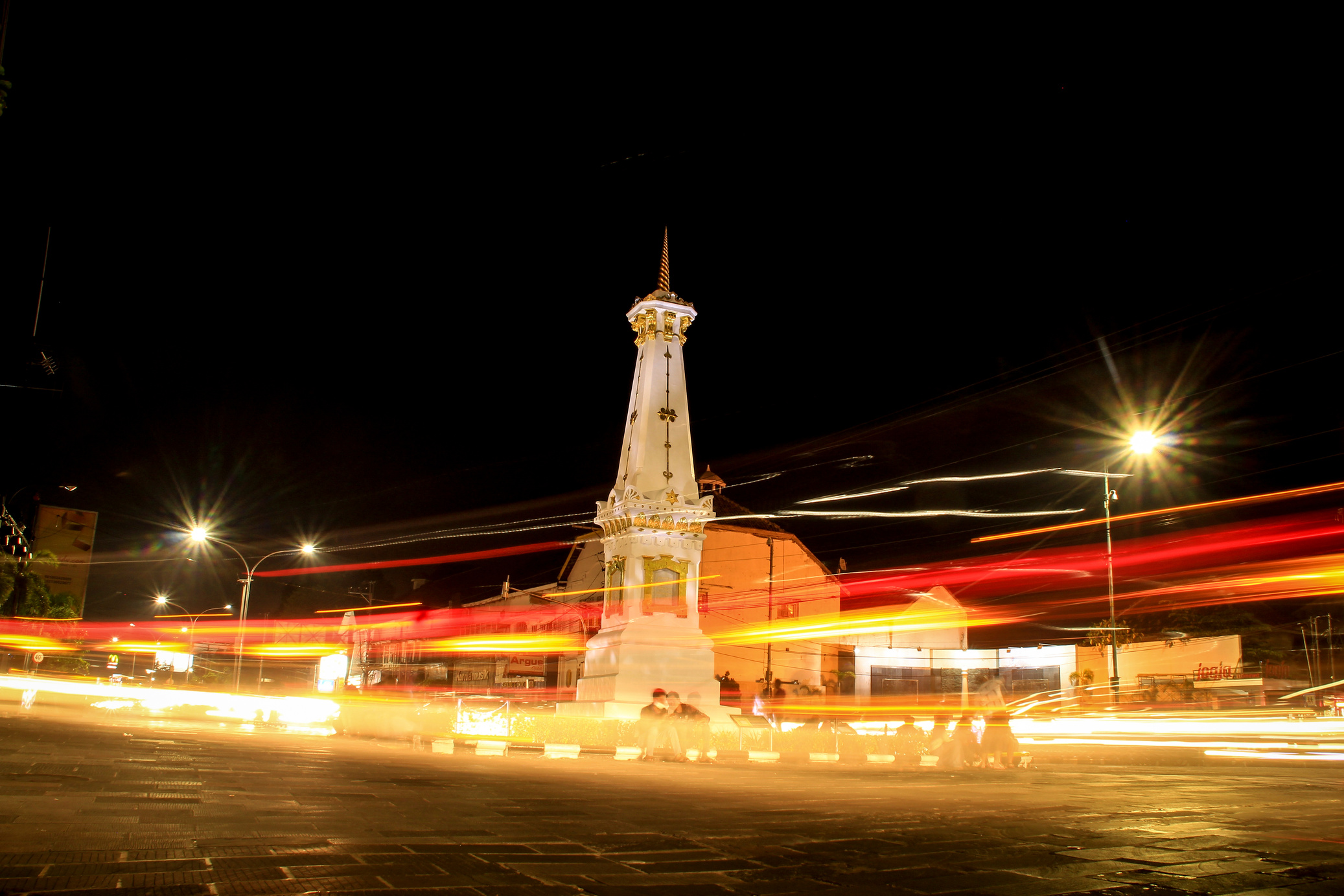Monument Yogyakarta Tugu at night light trails
